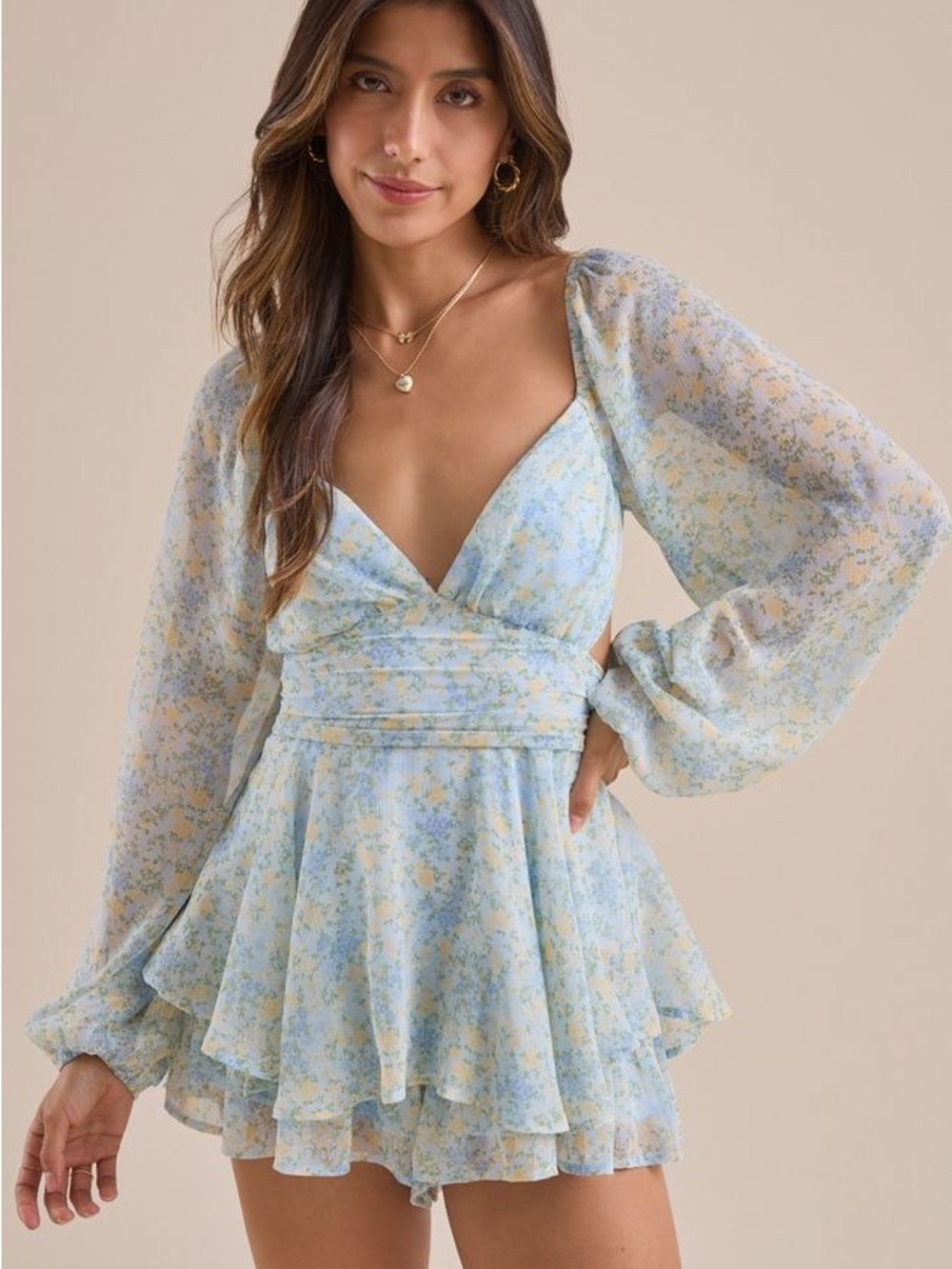 Altar'd State Hannie Floral Romper Small